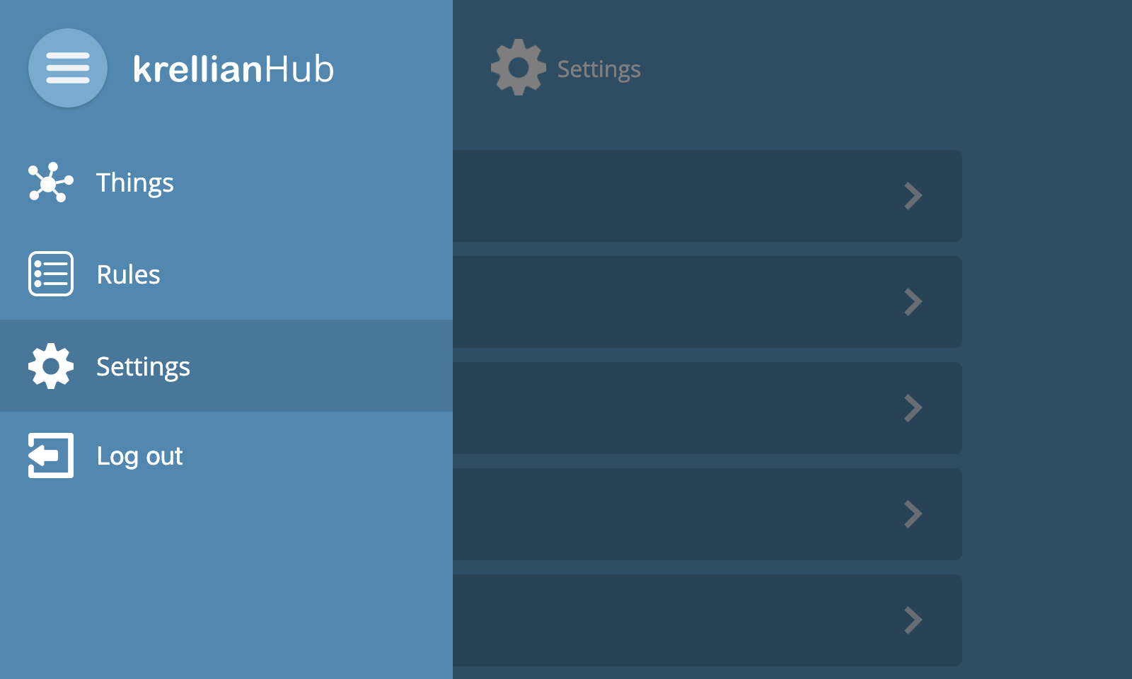 Screenshot of the main menu with the "Settings" option selected