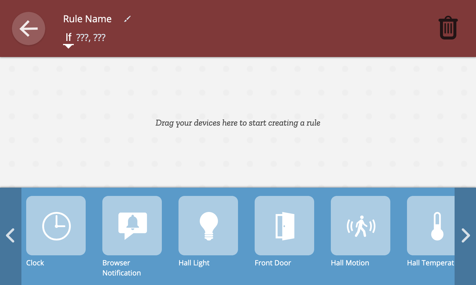Screenshot of unpopulated new rule screen