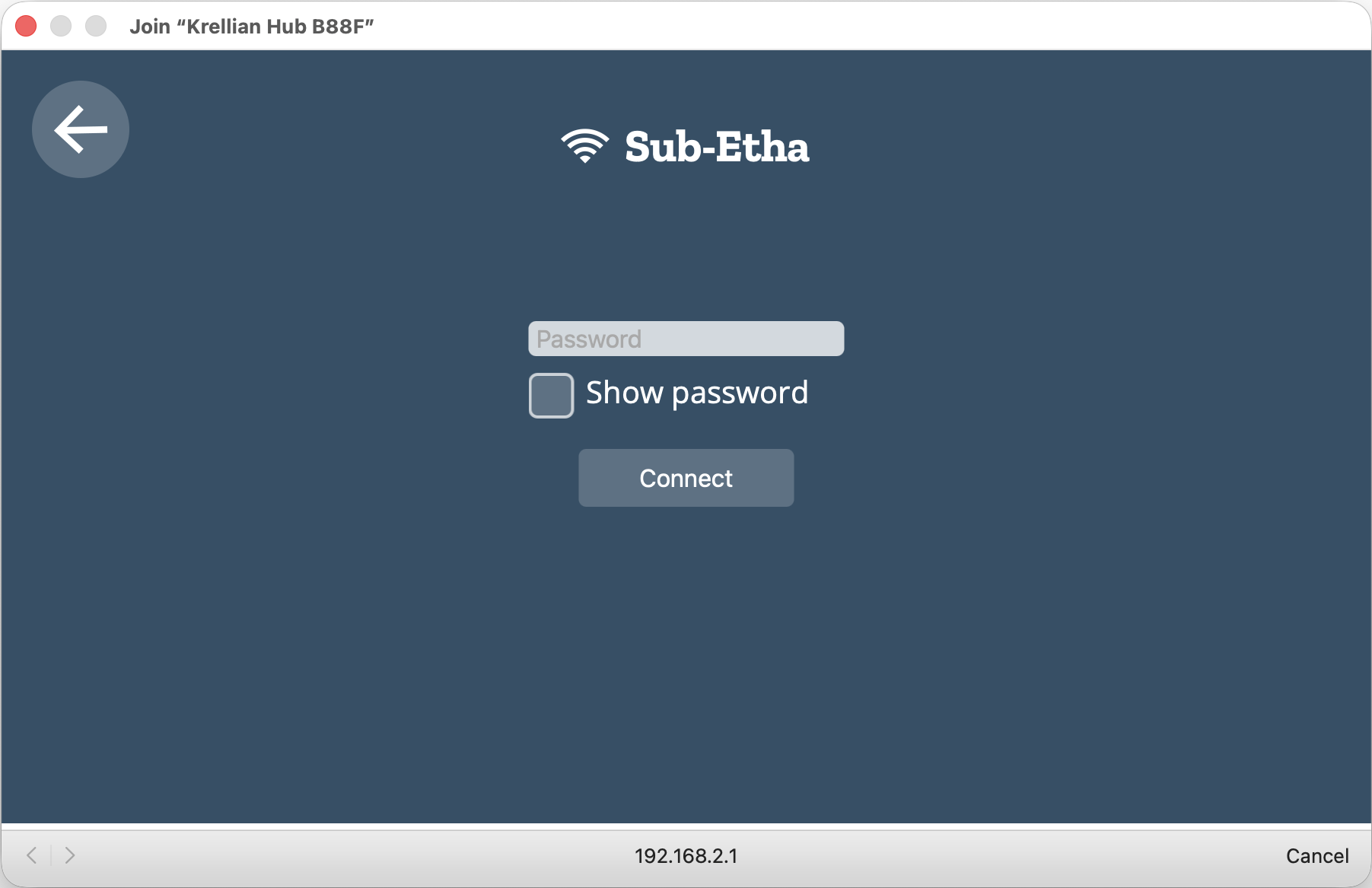 A screenshot showing a Wi-Fi password prompt